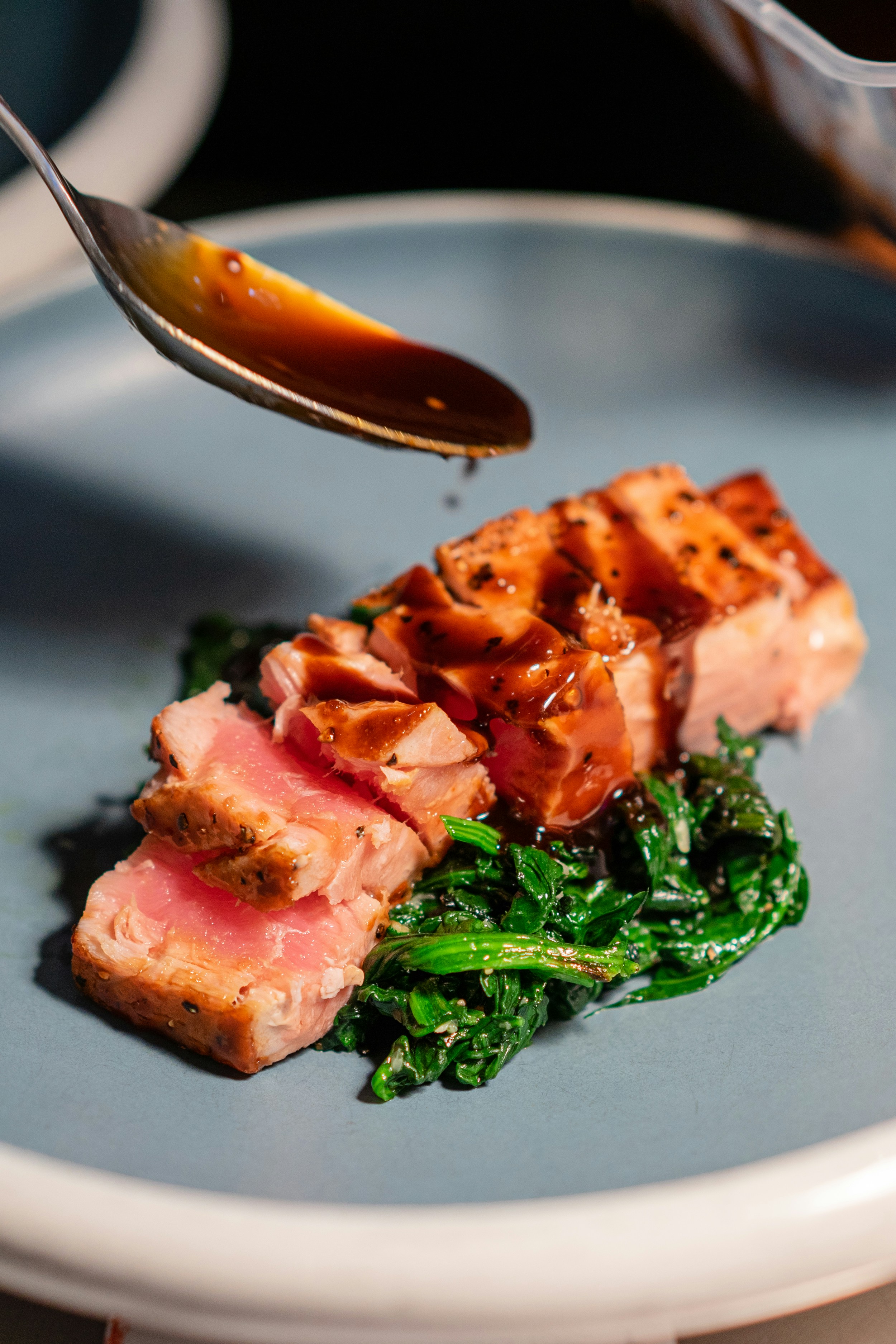 Close up of Salmon dish
