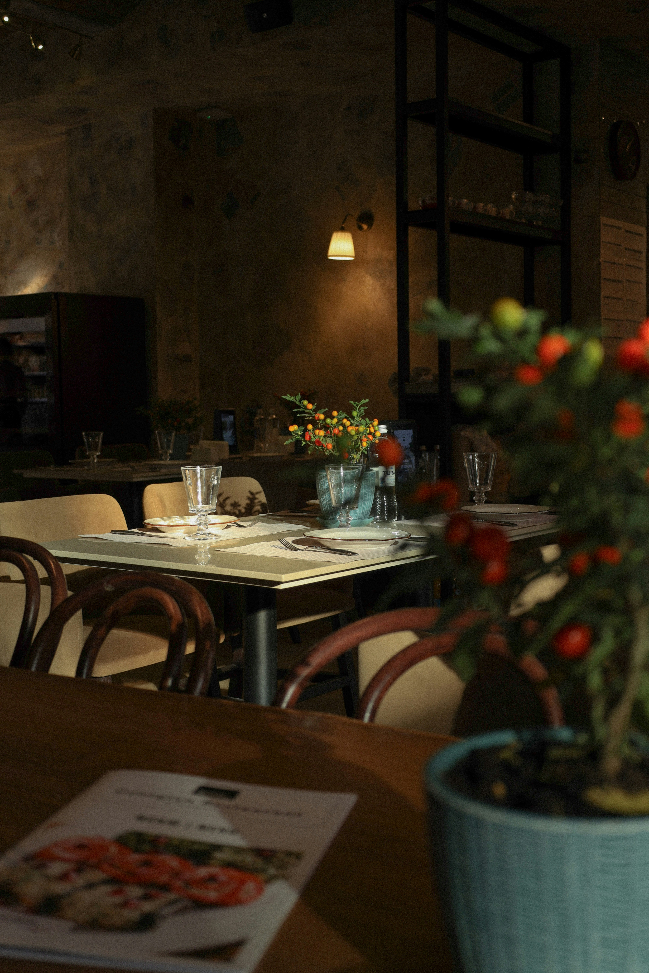 Empty restaurant table